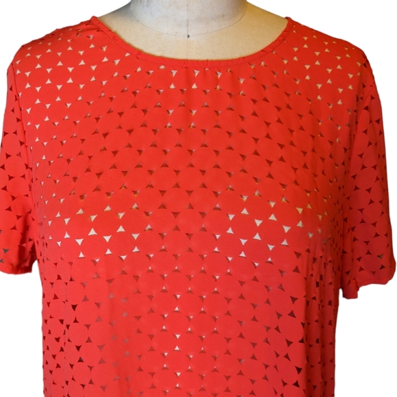 Banana Republic Sheer Polka Dot Orange Short Sleeve Blouse Women's Size Medium - Picture 1 of 5